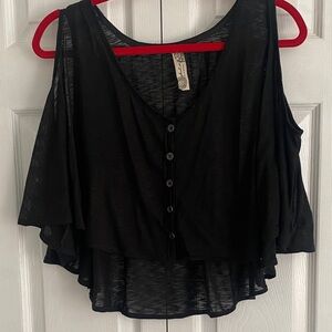 Free People Black Sheer Blouse